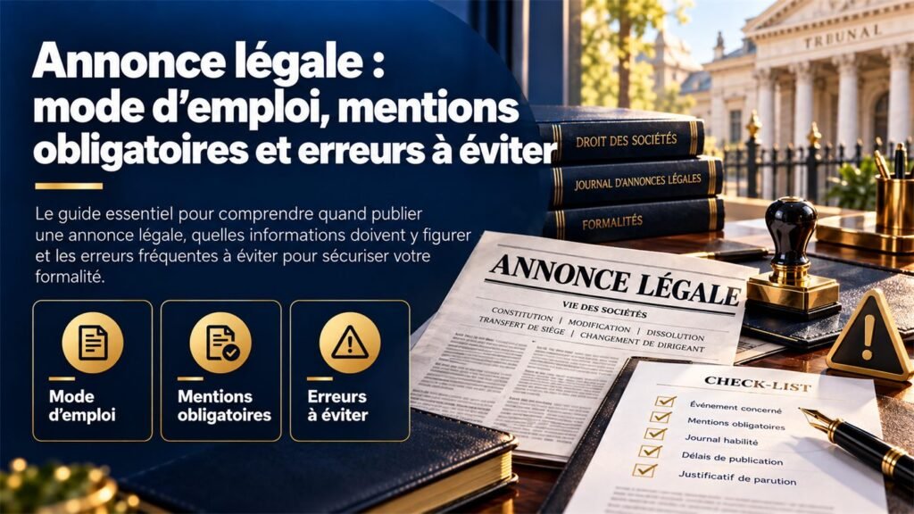 Annonce légale : mode d’emploi, mentions obligatoires et erreurs à éviter
