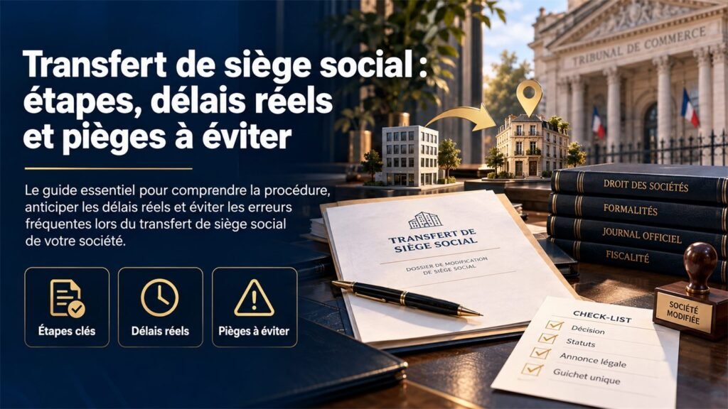 Transfert de siège social : étapes, délais réels et pièges à éviter