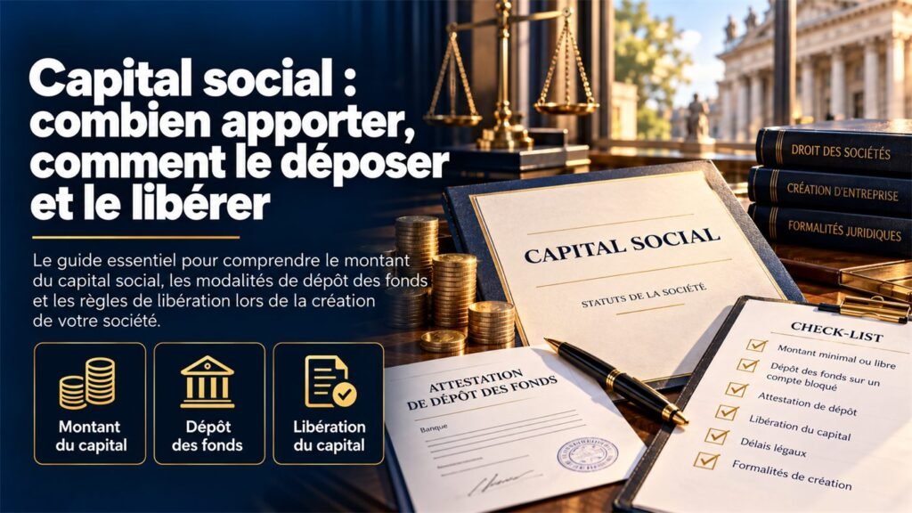 Capital social : combien apporter, comment le déposer et le libérer
